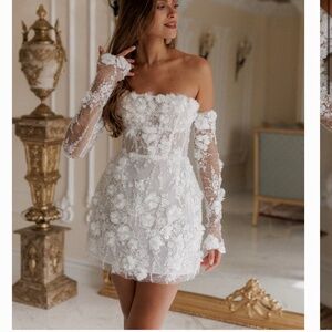 Elegant White Floral Off-Shoulder Dress